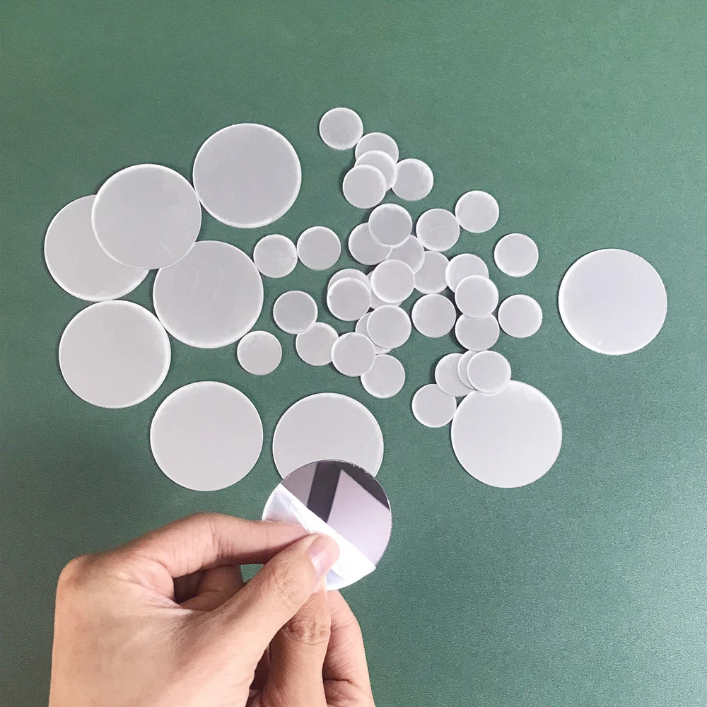 100pcs Acrylic Mirror Circle Square Wall Sticker Bedroom Wedding Decoration Heart Shaped Raindrops Art Wall Decals Home Decor