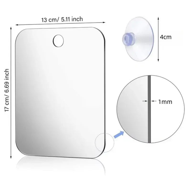 Acrylic Anti Fog Mirror Shower Shaving Fogless Mirror Washroom Travel Accessories For Women Makeup Man Shaving Bathroom Tools