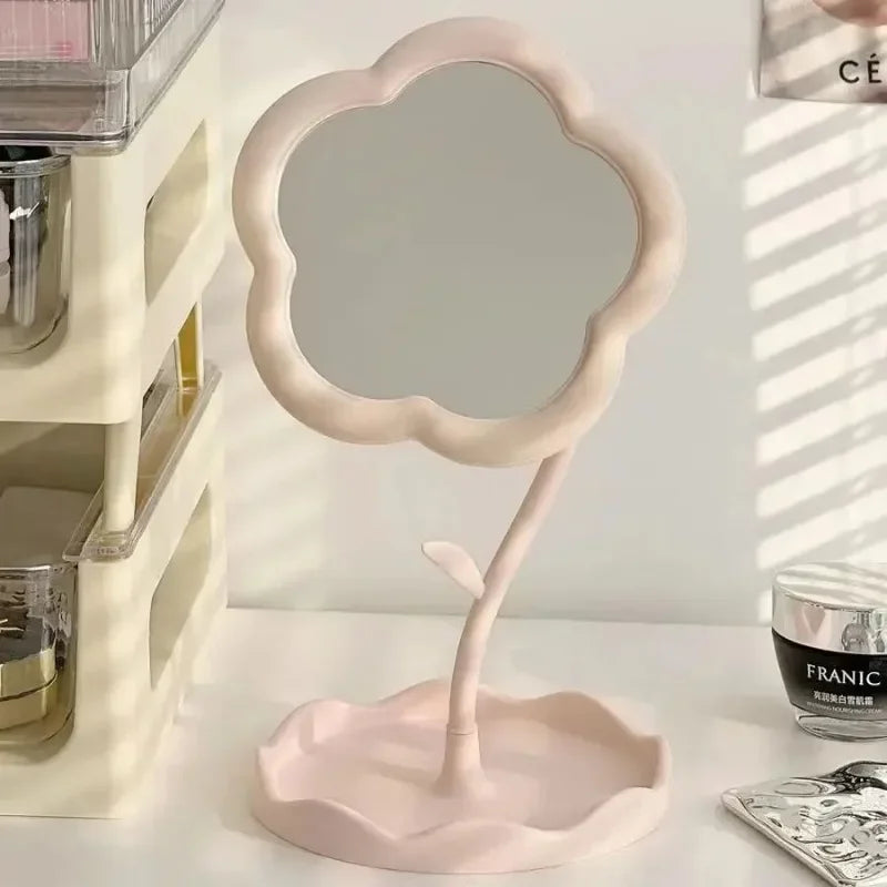 Makeup Dressing Mirror, Floral Pattern, Office Dormitory Decoration, High-end Style, Bedroom Home Supplies