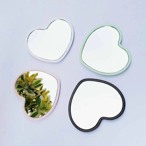 Cute Heart Shaped Travel Makeup Mirror Portable Waterproof Vanity Mirror with Suction Cup for Bathroom, Women Girls Teen, Gifts