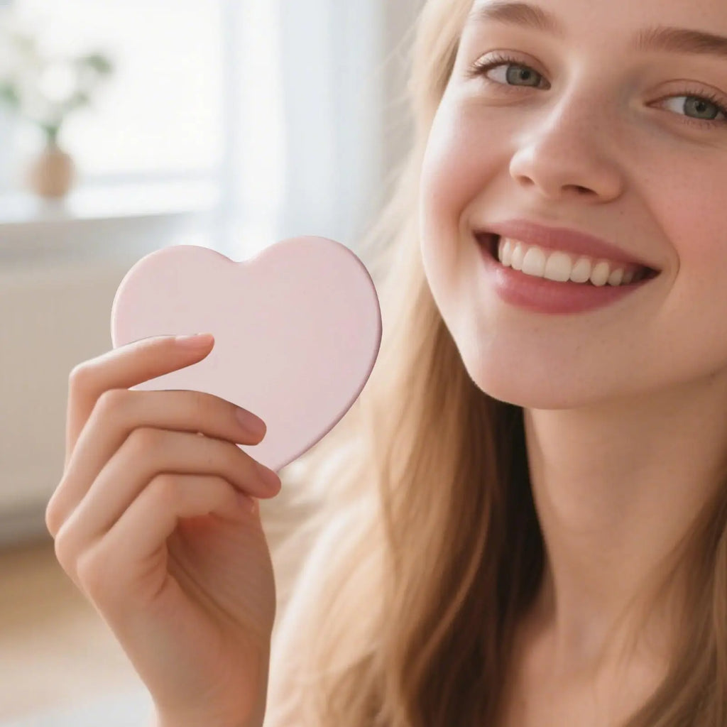 Cute Heart Shaped Travel Makeup Mirror Portable Waterproof Vanity Mirror with Suction Cup for Bathroom, Women Girls Teen, Gifts