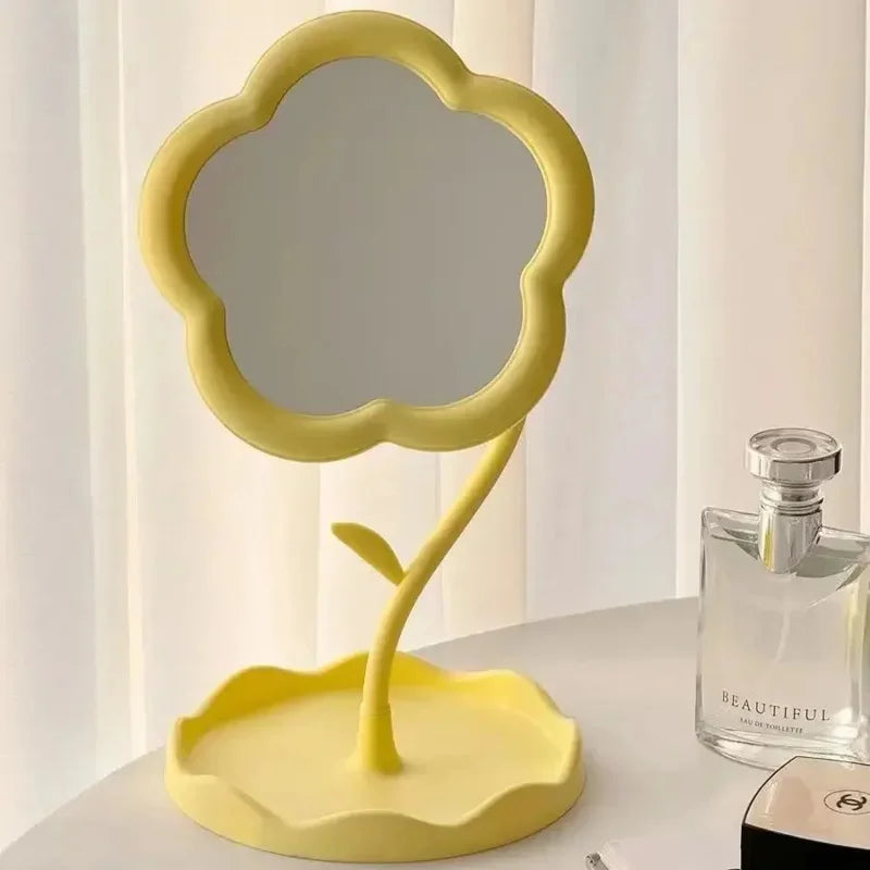 Makeup Dressing Mirror, Floral Pattern, Office Dormitory Decoration, High-end Style, Bedroom Home Supplies