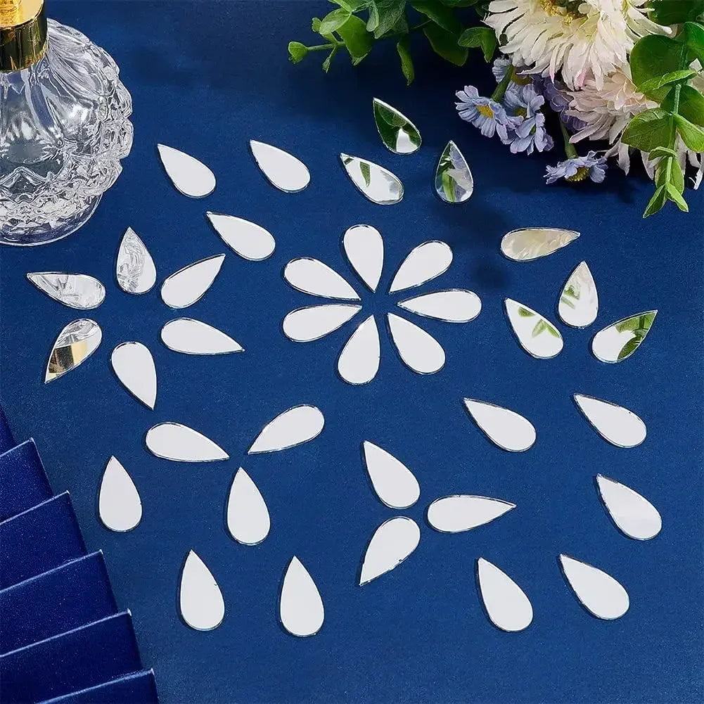 100pcs Acrylic Mirror Circle Square Wall Sticker Bedroom Wedding Decoration Heart Shaped Raindrops Art Wall Decals Home Decor