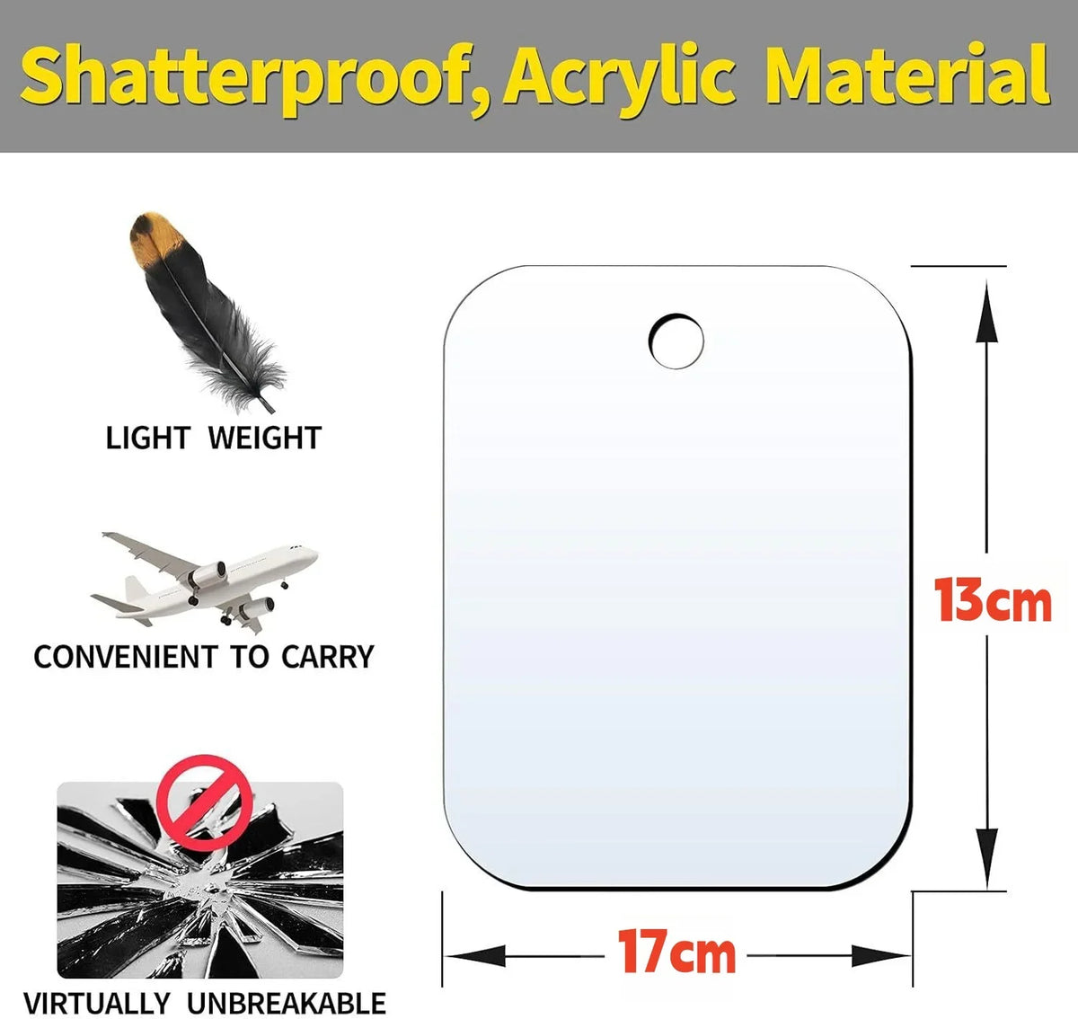 Acrylic Anti Fog Mirror Shower Shaving Fogless Mirror Washroom Travel Accessories For Women Makeup Man Shaving Bathroom Tools