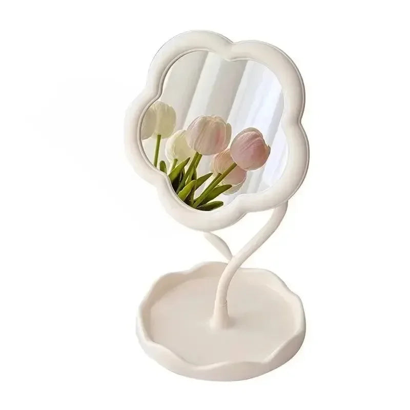Makeup Dressing Mirror, Floral Pattern, Office Dormitory Decoration, High-end Style, Bedroom Home Supplies