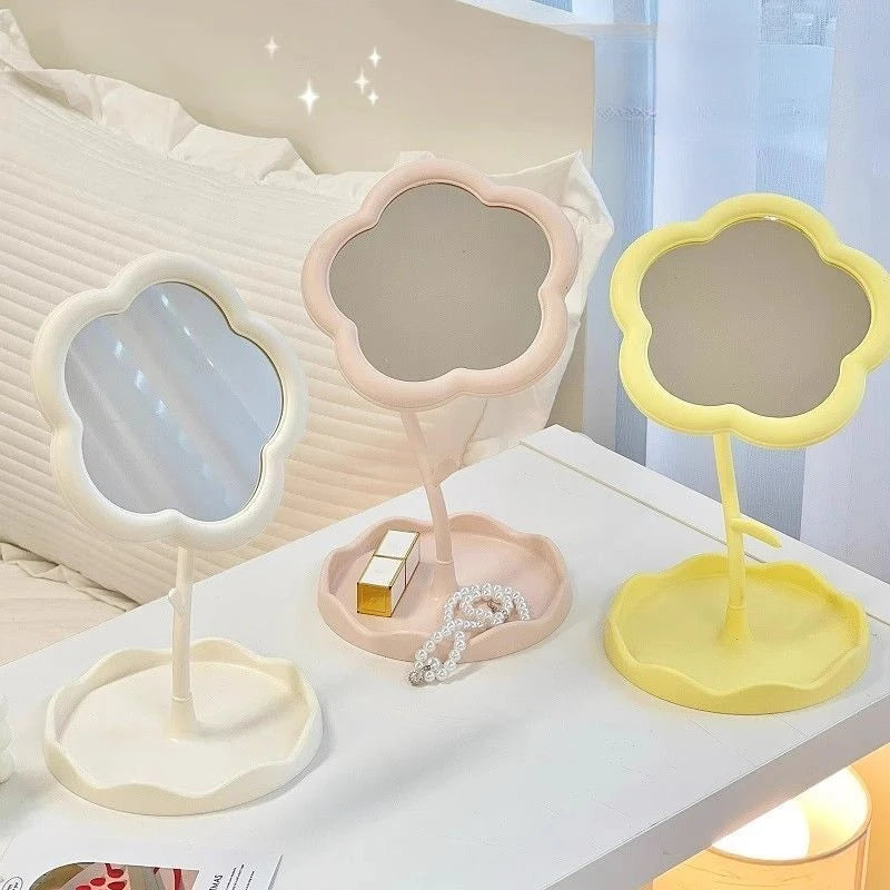Makeup Dressing Mirror, Floral Pattern, Office Dormitory Decoration, High-end Style, Bedroom Home Supplies