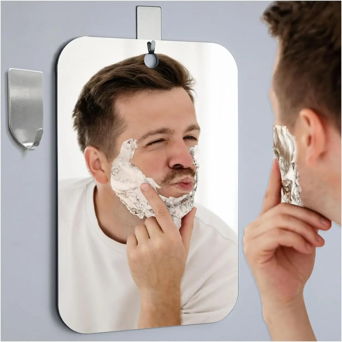 Acrylic Anti Fog Mirror Shower Shaving Fogless Mirror Washroom Travel Accessories For Women Makeup Man Shaving Bathroom Tools