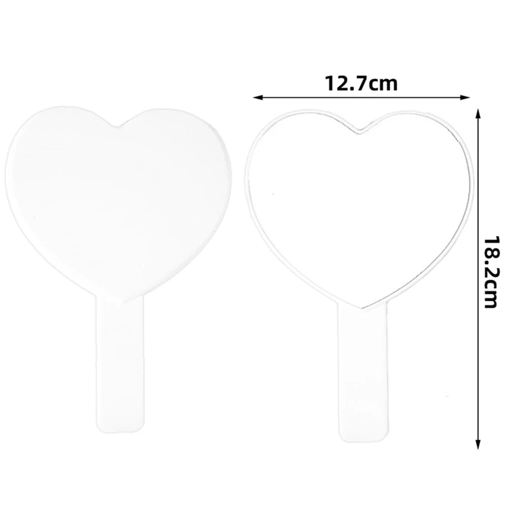 Custom Logo Personalized Heart Shape Handle Mirrors Pink Black White Hand Held Mirror Wig Specilist Lash Artist Makeup Tools