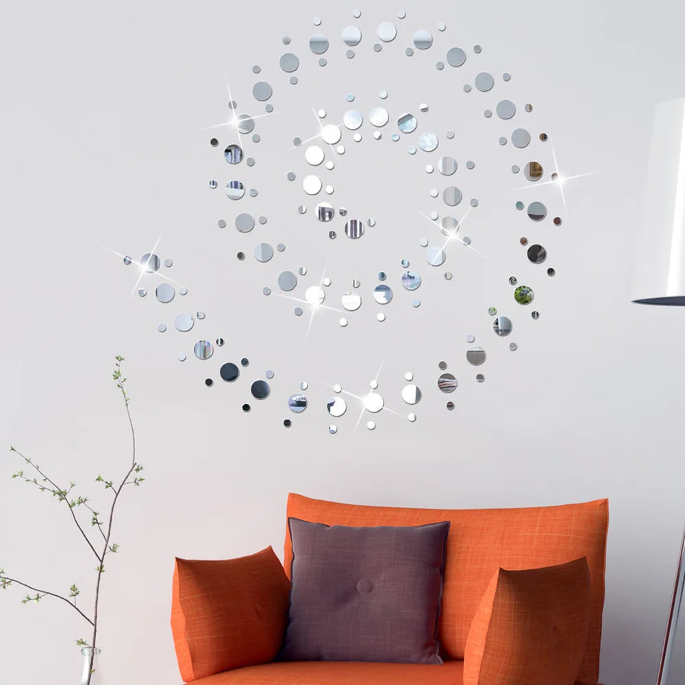100pcs Acrylic Mirror Circle Square Wall Sticker Bedroom Wedding Decoration Heart Shaped Raindrops Art Wall Decals Home Decor