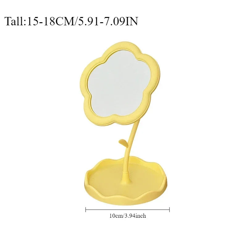 Makeup Dressing Mirror, Floral Pattern, Office Dormitory Decoration, High-end Style, Bedroom Home Supplies