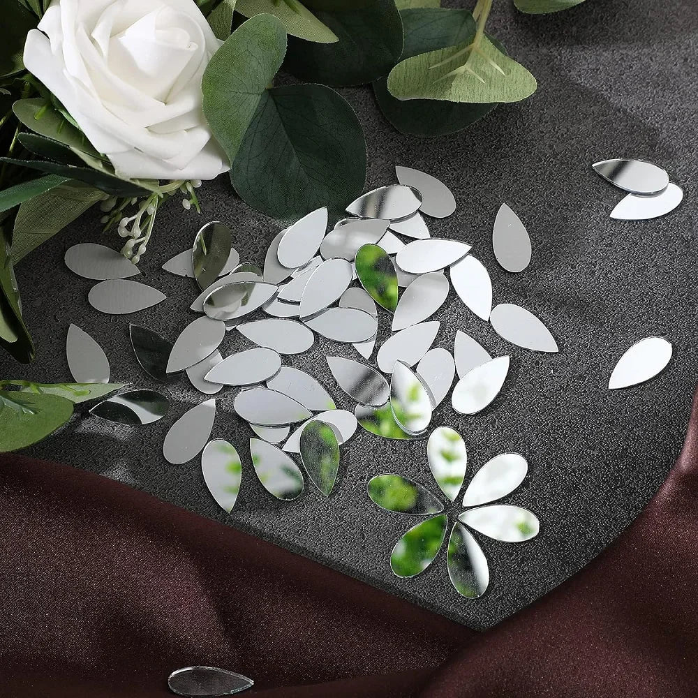100pcs Acrylic Mirror Circle Square Wall Sticker Bedroom Wedding Decoration Heart Shaped Raindrops Art Wall Decals Home Decor