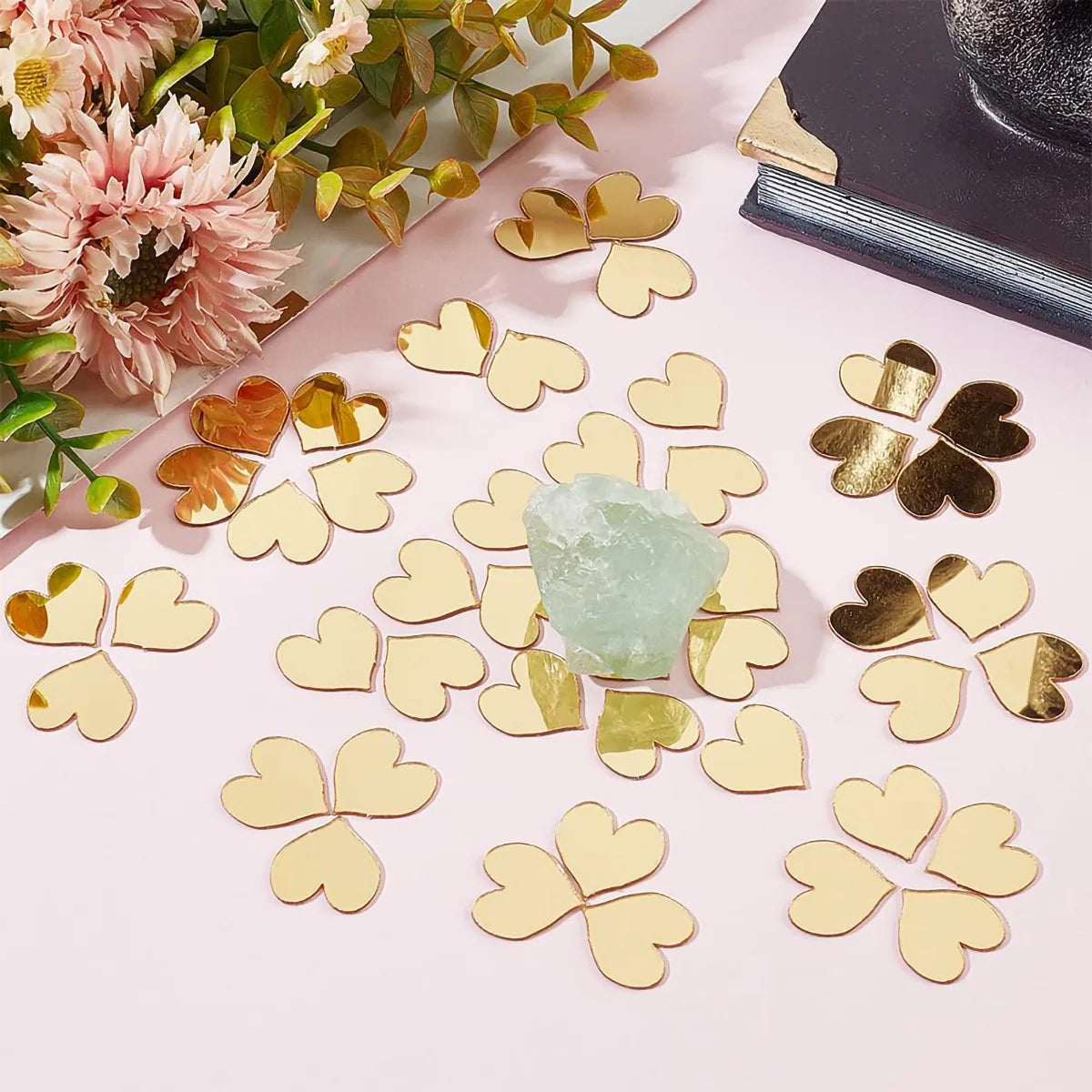 100pcs Acrylic Mirror Circle Square Wall Sticker Bedroom Wedding Decoration Heart Shaped Raindrops Art Wall Decals Home Decor