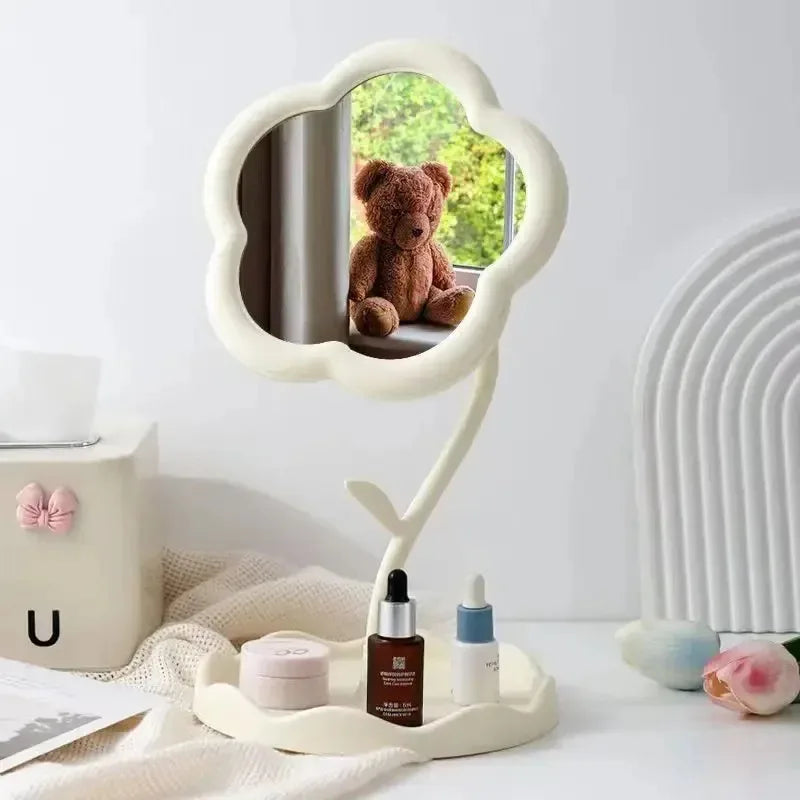 Makeup Dressing Mirror, Floral Pattern, Office Dormitory Decoration, High-end Style, Bedroom Home Supplies