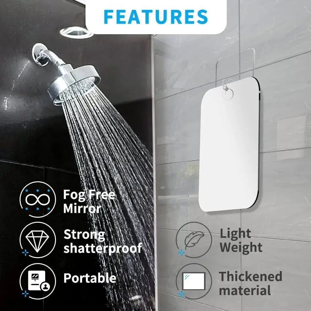 Acrylic Anti Fog Mirror Shower Shaving Fogless Mirror Washroom Travel Accessories For Women Makeup Man Shaving Bathroom Tools