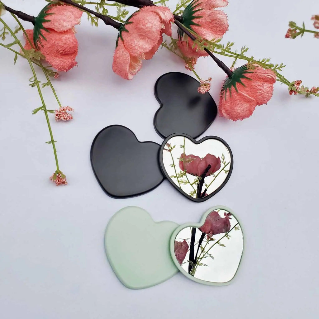 Cute Heart Shaped Travel Makeup Mirror Portable Waterproof Vanity Mirror with Suction Cup for Bathroom, Women Girls Teen, Gifts