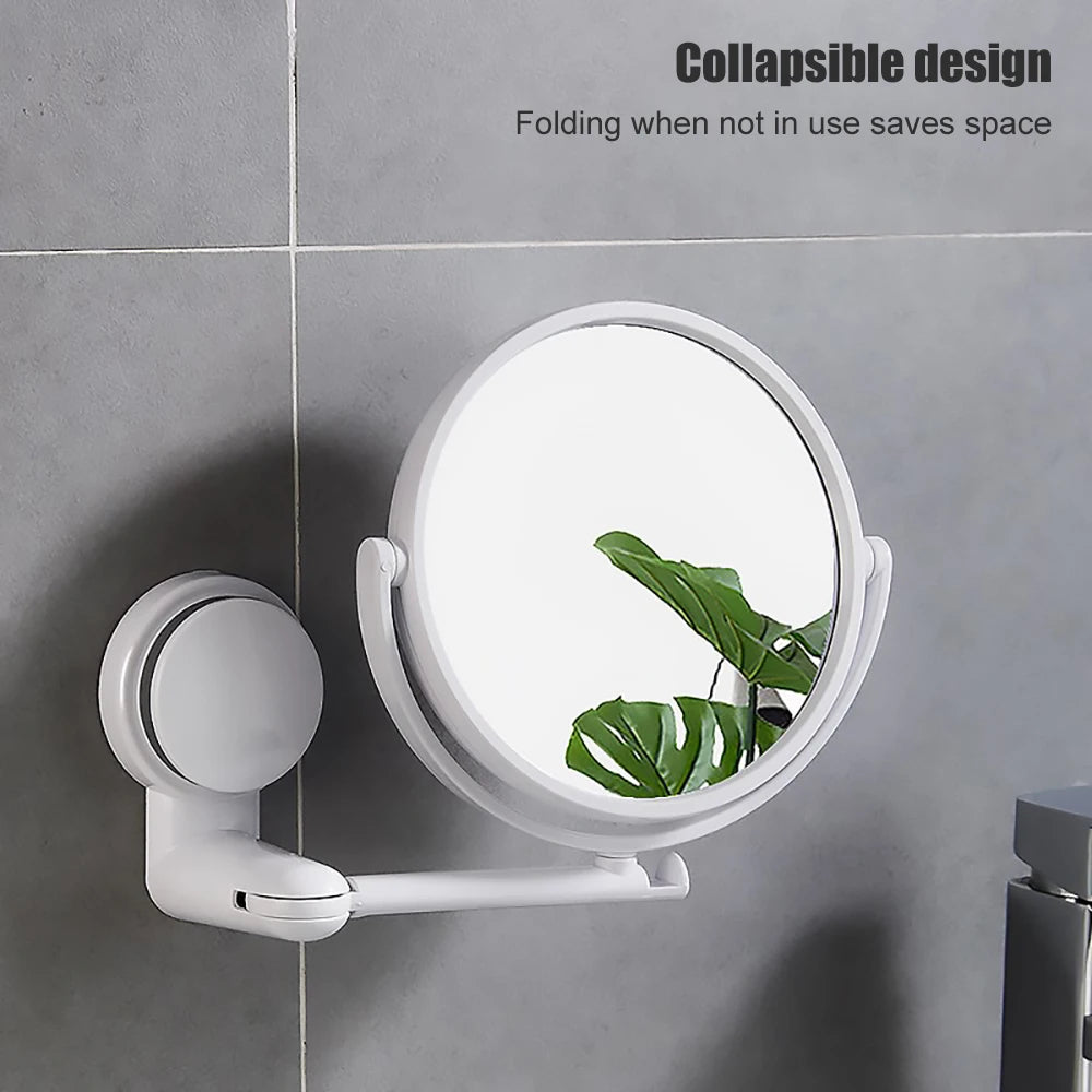 Wall Mirror Folding Arm Extend Bathroom Mirror Without Drill Swivel Bathroom Mirror Suction Arm Double Side Cosmetic Makeup
